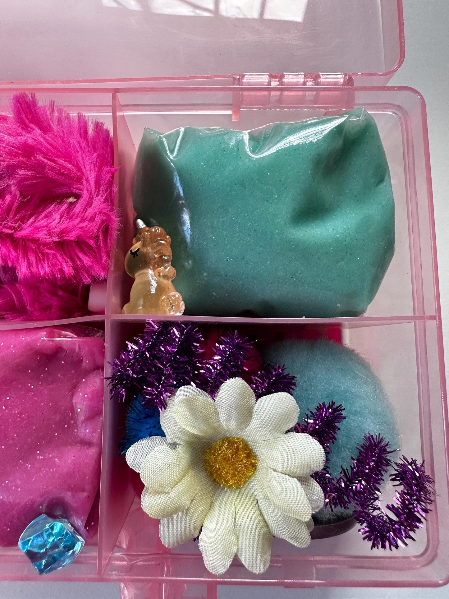 Unicorn playdough sensory box