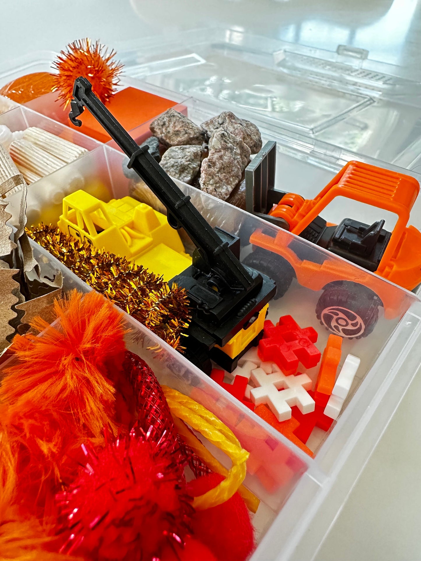 Construction playdough sensory box