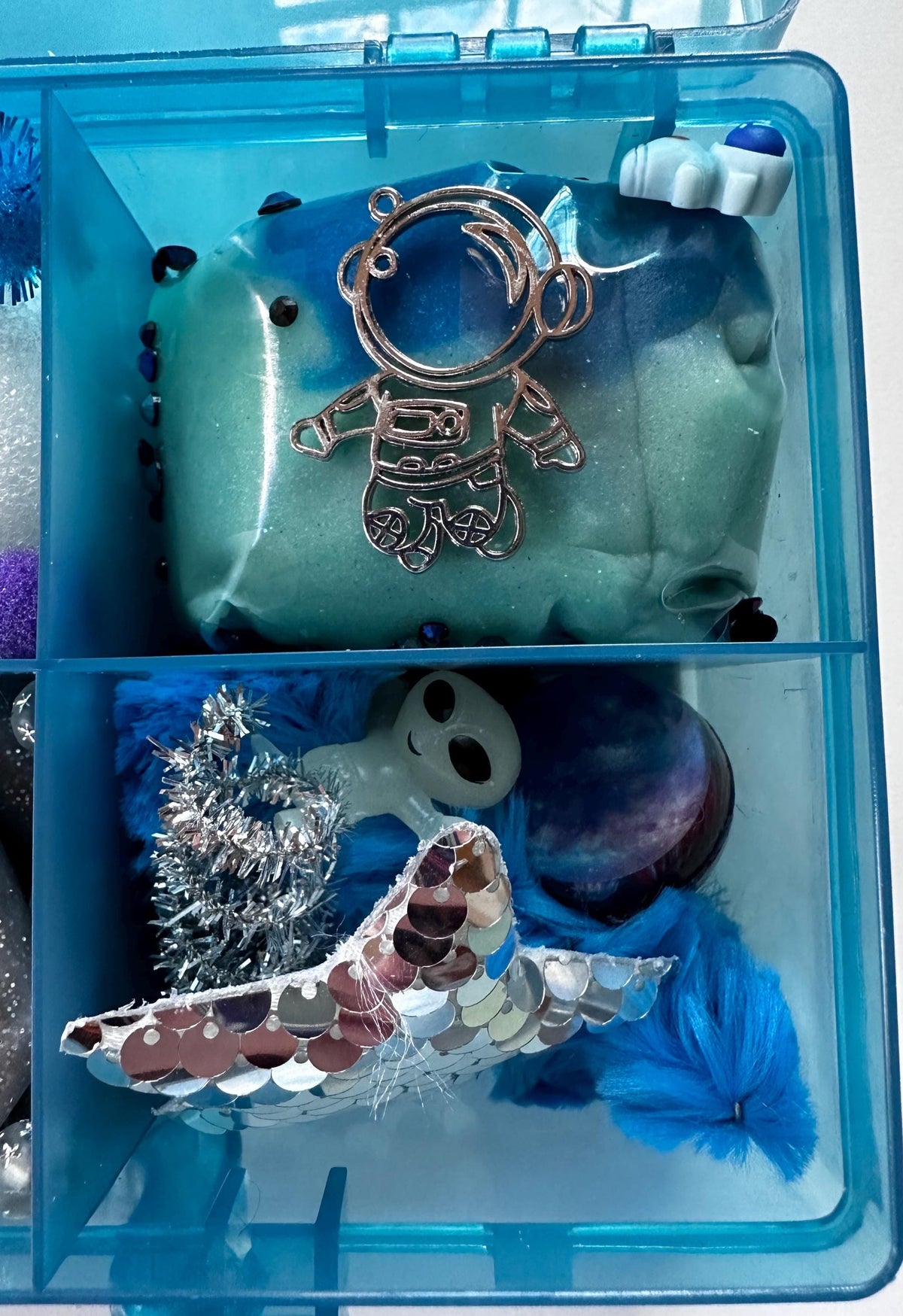 Space playdough sensory box